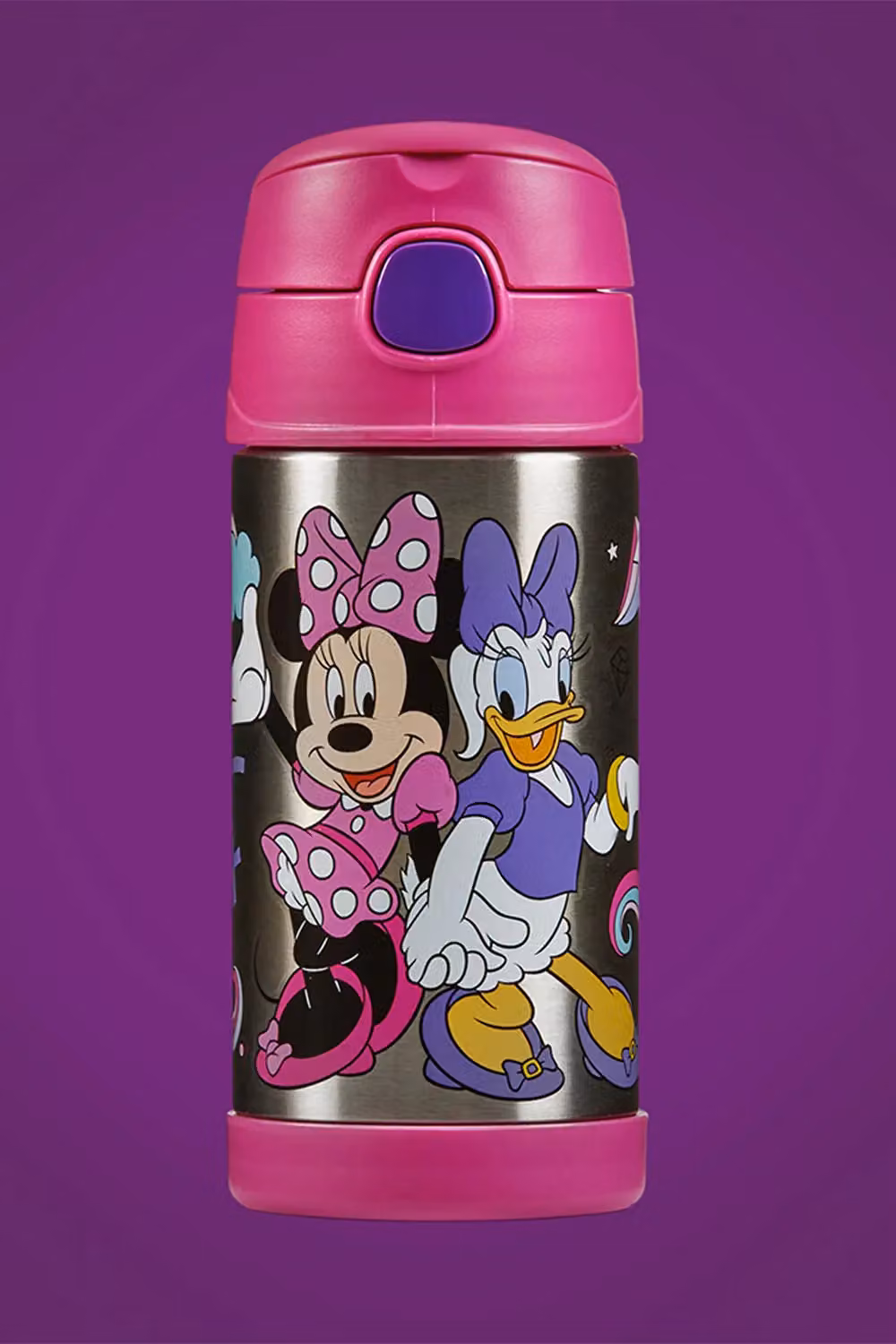 Thermos Disney Minnie Mouse and Daisy Kids Stainless Steel Vacuum Insulated Straw Bottle, Multicolour, 355ml – 2