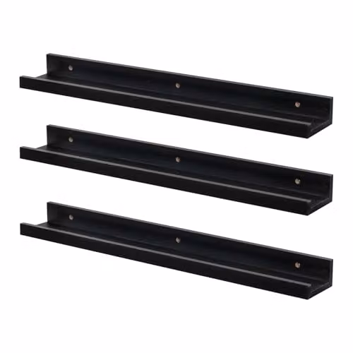 Harbour Housewares Pack of 6 Black Floating Picture Ledge Wall Shelves, 57 cm – 1