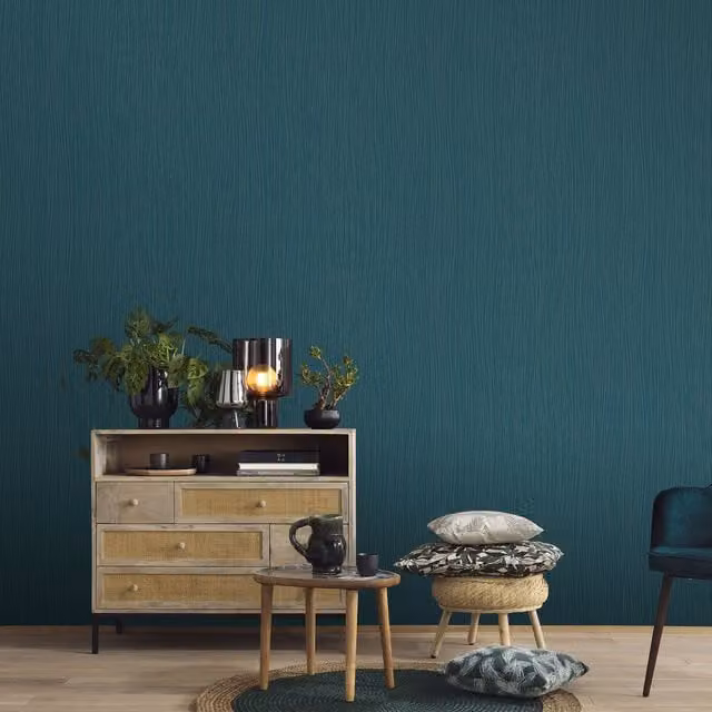 Erismann Abstract Striped Vinyl Wallpaper in Petrol and Gold