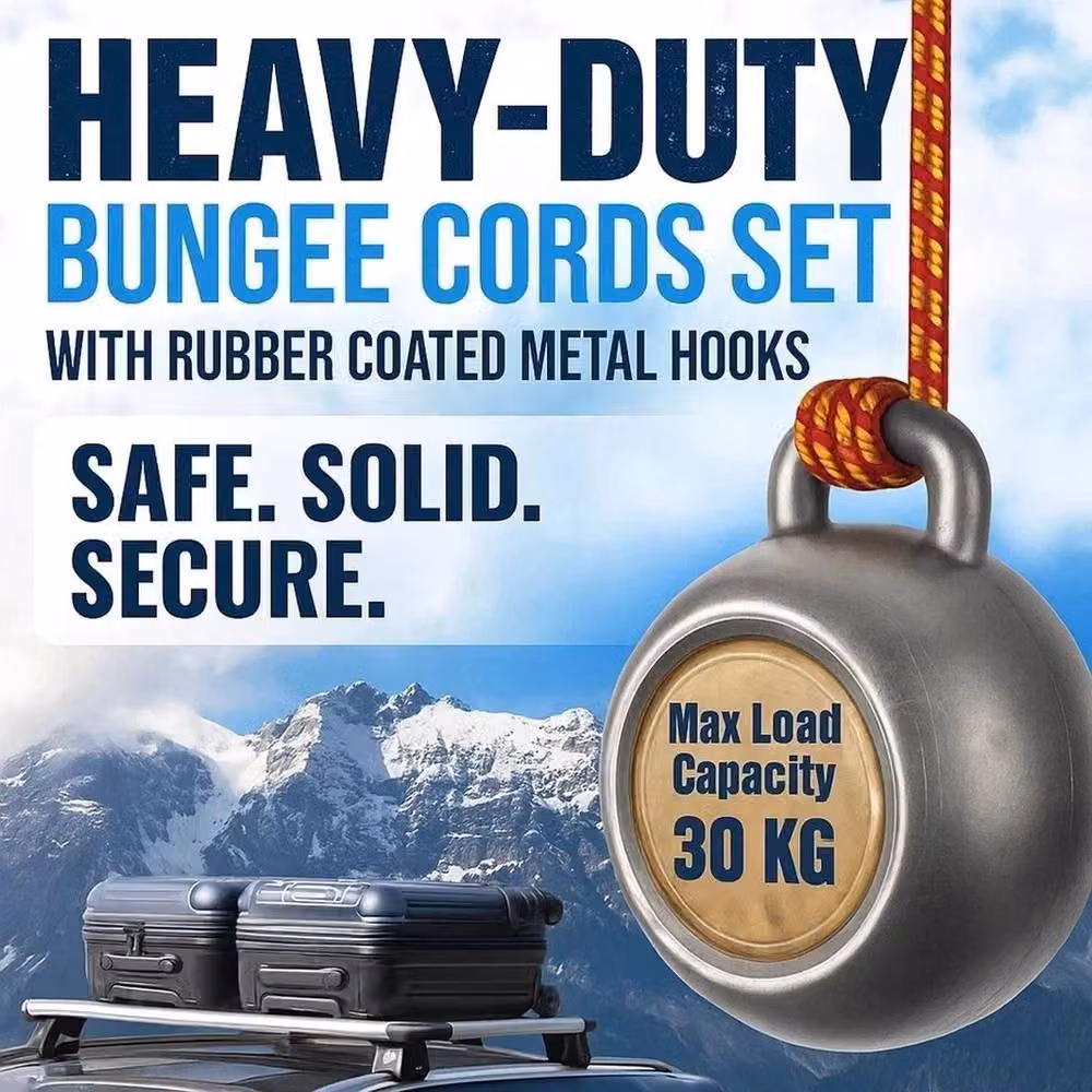 NESTLUNE Heavy Duty Assorted Hook Bungee Elastic Straps, Multicolour, W/D/H: 520 x 1000 x 52 cm – 3