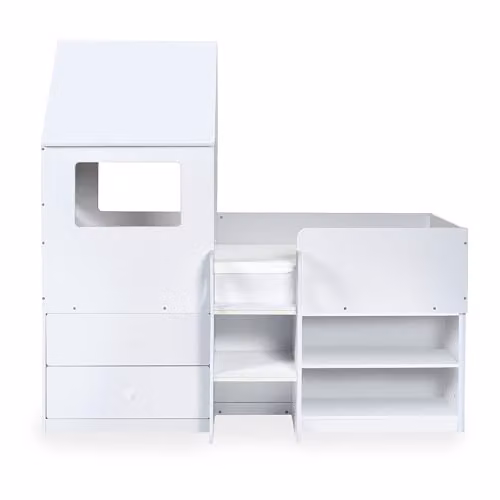 Julian Bowen Orpheus Midsleeper Bed in White with Stairs and Drawers, H: 196.5 cm x W: 120 cm x D: 185 cm – 2