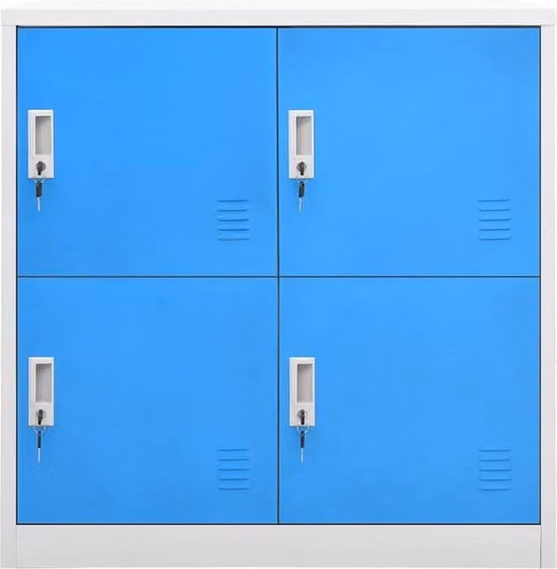 Berkfield Home 5-Piece Freestanding Locker Cabinet Set in Grey and Blue, W/D/H: 90 x 45 x 92.5 cm