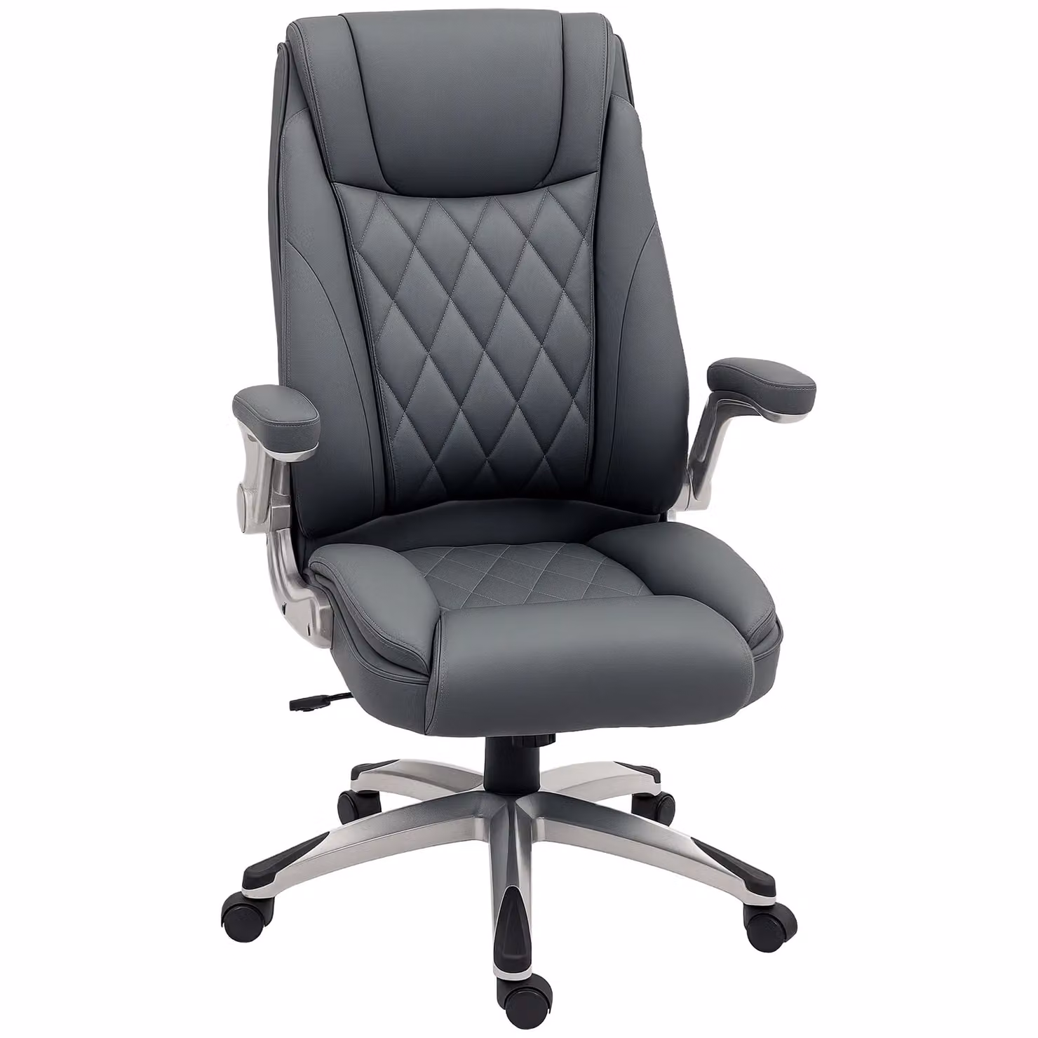VINSETTO Executive Office Chair in Grey Synthetic Leather with Headrest and 360 Degree Swivel – 2