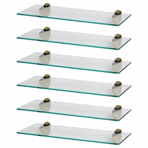 Harbour Housewares 6x Floating Glass Bathroom Shelves in Gold and Transparent, Width: 50 cm – 1