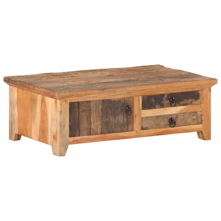 Berkfield Home Rectangular Coffee Table in Brown Solid Reclaimed Acacia Wood W/D/H: 90 x 50 x 31 cm