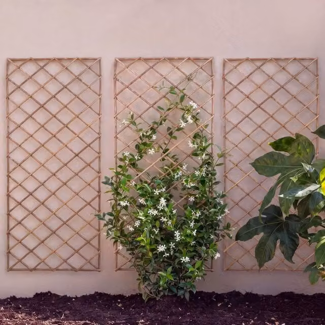 Primrose Pack of 3 Square Woven Natural Willow Garden Trellis Panels in Brown, H 150 cm x W 45 cm – 1