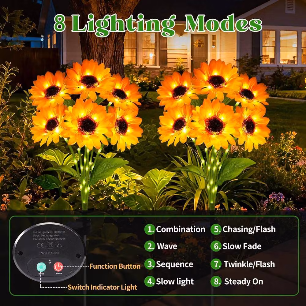 Garwarm Solar Powered Artificial Sunflower Garden Lights in Yellow and Multicolour – 2