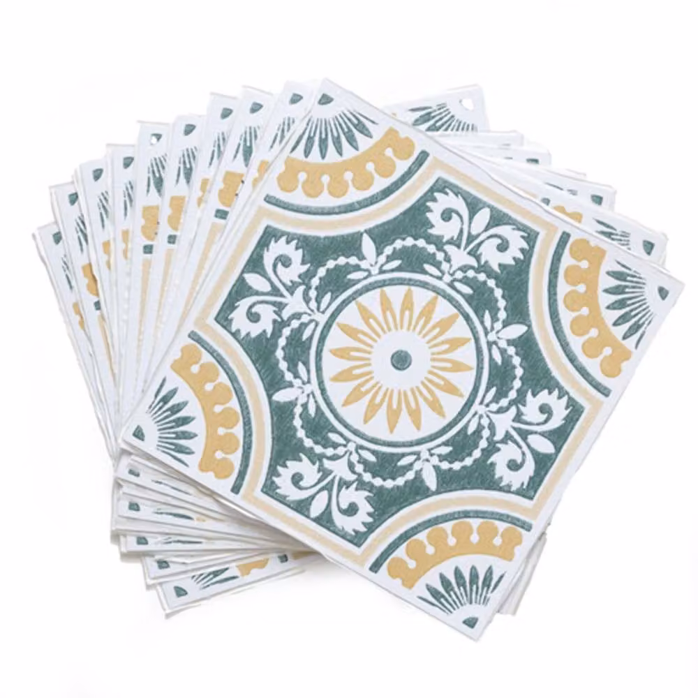 FloorPops Ezra Yellow Self Adhesive Mediterranean Tile Look Vinyl Floor Tiles, Pack of 10 (0.93sqm), W/D/H: 30.48 x 30.48 x 30.48 cm – 3