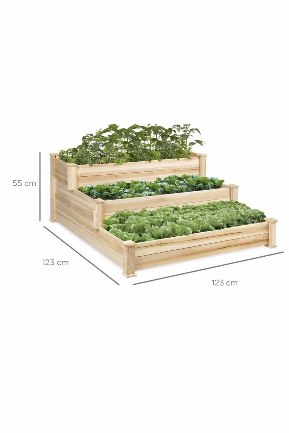 Living and Home 3-tier Brown Wooden Raised Garden Bed for Ornamental or Herb Gardens W/D/H: 123 x 55 x 55 cm – 2