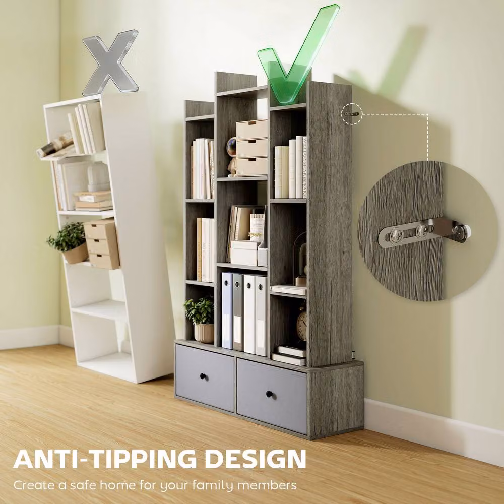STILVORA 12-Cube Freestanding Storage Unit with Drawers in Matt Grey – 3