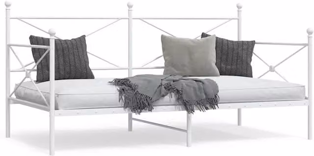 Berkfield Home Metal Day Bed in White, W: 107 cm, L: 203 cm