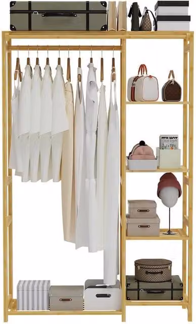 NESTLUNE Bamboo Garment Rack and Coat Stand in Brown, W: 100 cm, D: 15 cm