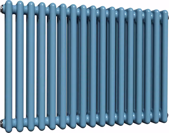 Lux Heat Horizontal 3 Column Steel Radiator in Blue, H 60.0 cm x W 78.5 cm x D 11.8 cm