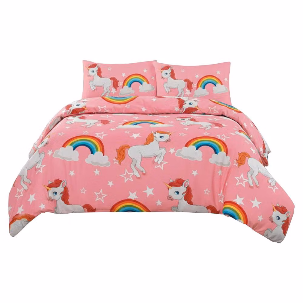 Snug City Kids Unicorn Duvet Cover and Pillowcase Set, Pink, Single, 90 x 190 cm – 2