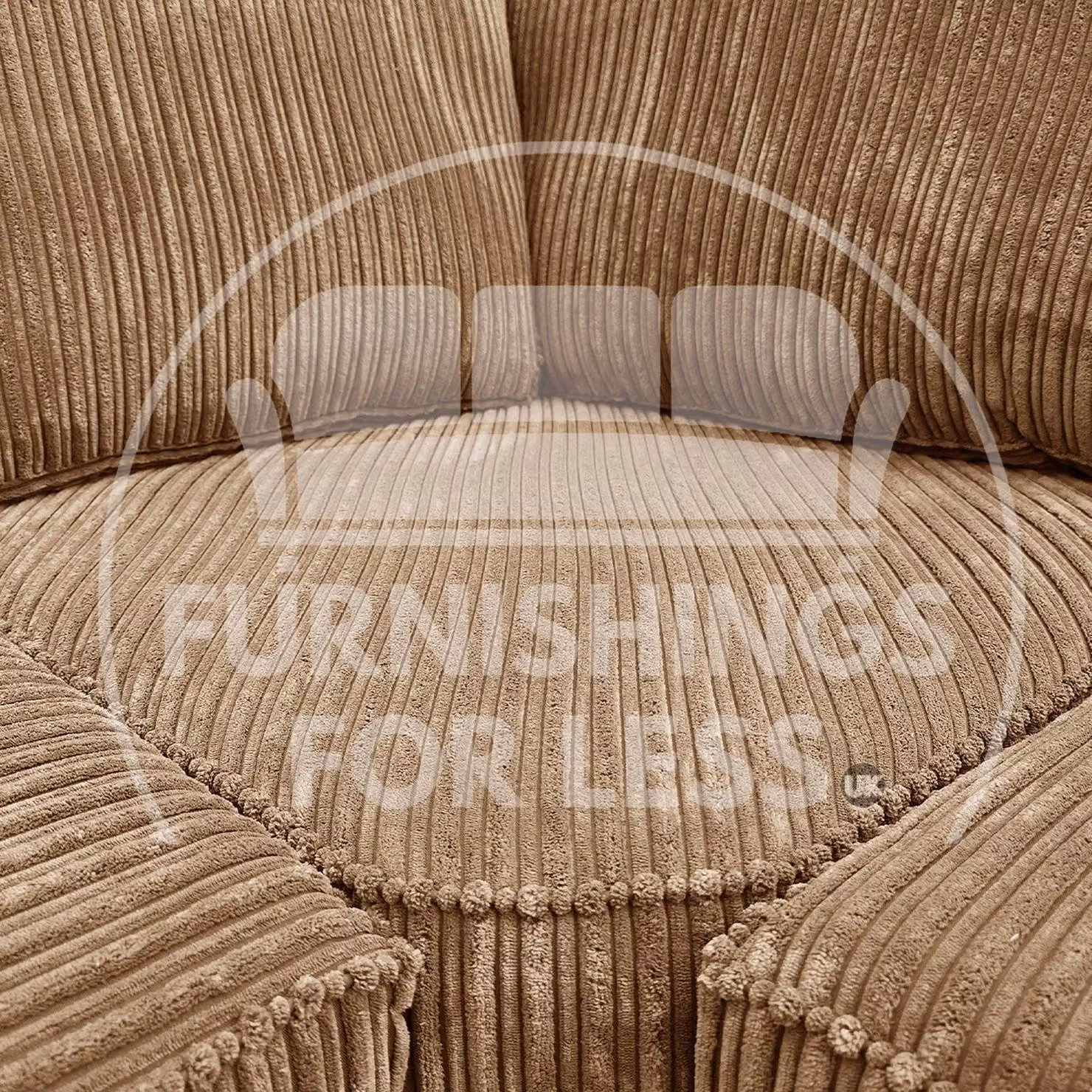 Furnishings For Less UK Bishop U Shaped 5 Seater Large Sofa in Beige Soft Jumbo Cord Fabric with Matching Ottoman and Scatter Cushions – 2