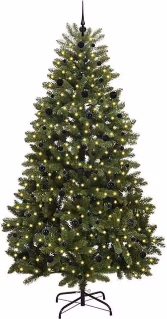 Berkfield Home Elegant Green Artificial Christmas Tree with Stand, H 240 cm, W 120 cm, D 120 cm