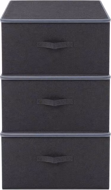 Havendro Set of 3 Foldable Fabric Storage Boxes with Lids in Grey