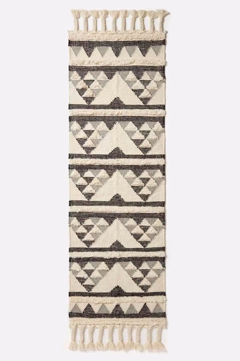 Homescapes Kota Black and Grey Geometric Kilim Runner Rug, Wool and Cotton, W: 66 cm, L: 200 cm – 2