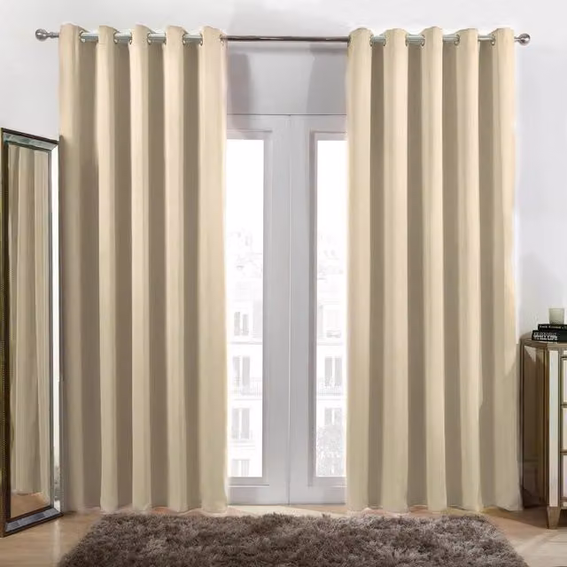 OHS Plain Yellow Blackout Thermal Eyelet Curtains, Width: 182 cm