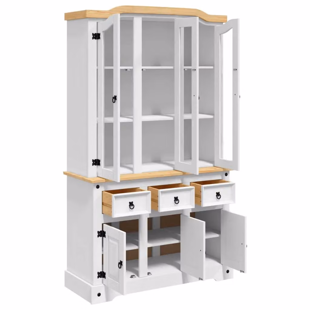 Berkfield Home Corona Highboard in White Solid Mexican Pine, W/D/H: 112 x 43 x 196 cm – 2