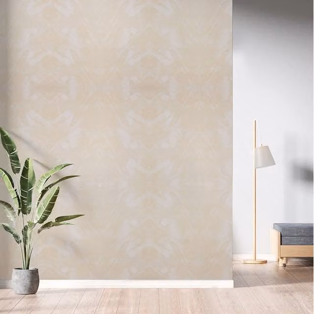 Livingandhome 10-Piece Abstract PVC Self-Adhesive Waterproof and Oilproof Wall Stickers in Beige and White