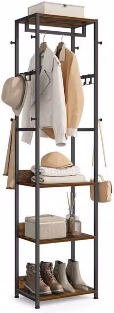 Nordara Matt Black Metal Freestanding Clothes Rail and Coat Rack – 1