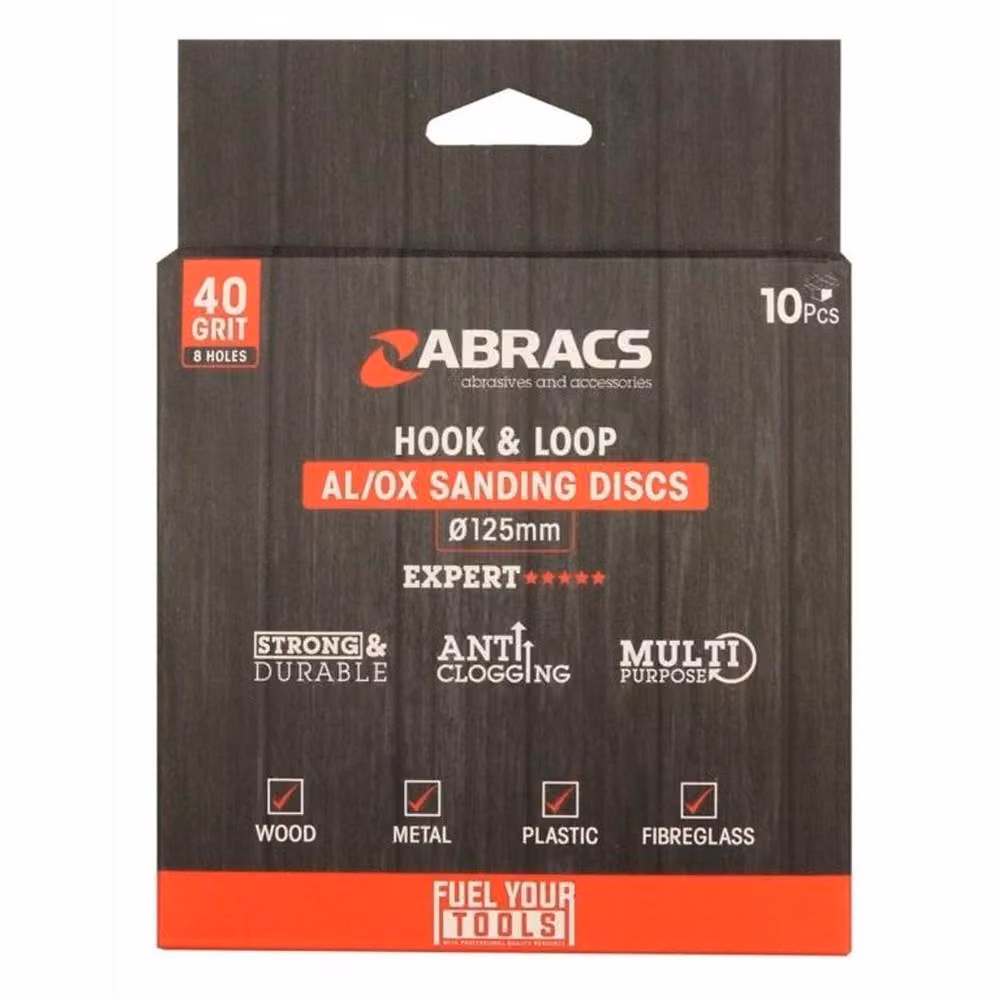 Abracs 40 Grit Alox Sanding Discs for Random Orbital Sanders, Pack of 10, Red – 2