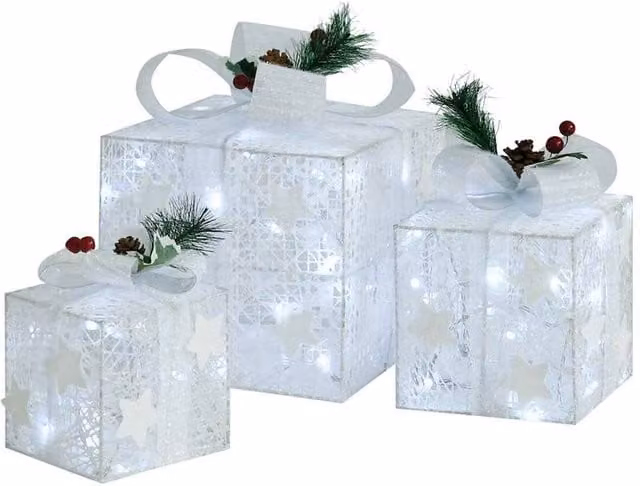 Berkfield Home Decorative Christmas Gift Boxes, 3 Pieces, White
