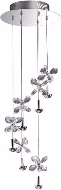 Netlighting Aviva 6 Light LED Ceiling Cluster Pendant in Chrome and Grey Crystal – 1