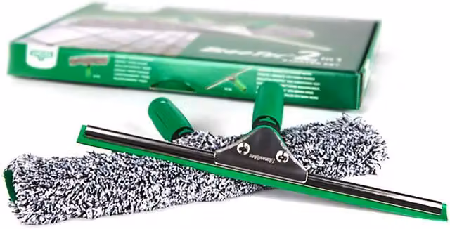 UNGER 2 in 1 Window Cleaner Starter Kit with Squeegee and Microfibre in Green