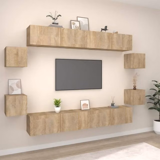 Berkfield Home 8 Piece Sonoma Oak TV Cabinet Set in Brown