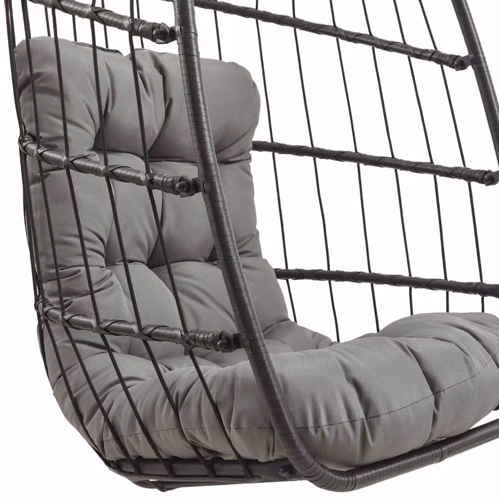 Monstershop Rattan Hanging Egg Chair in Matt Black – 4