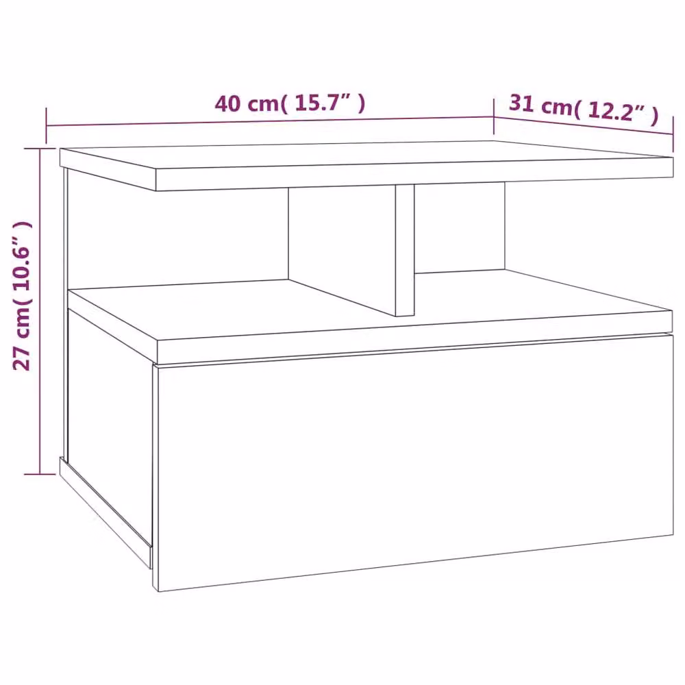 Berkfield Home Floating Nightstand in Grey Sonoma, W/D/H: 40 x 31 x 27 cm – 3