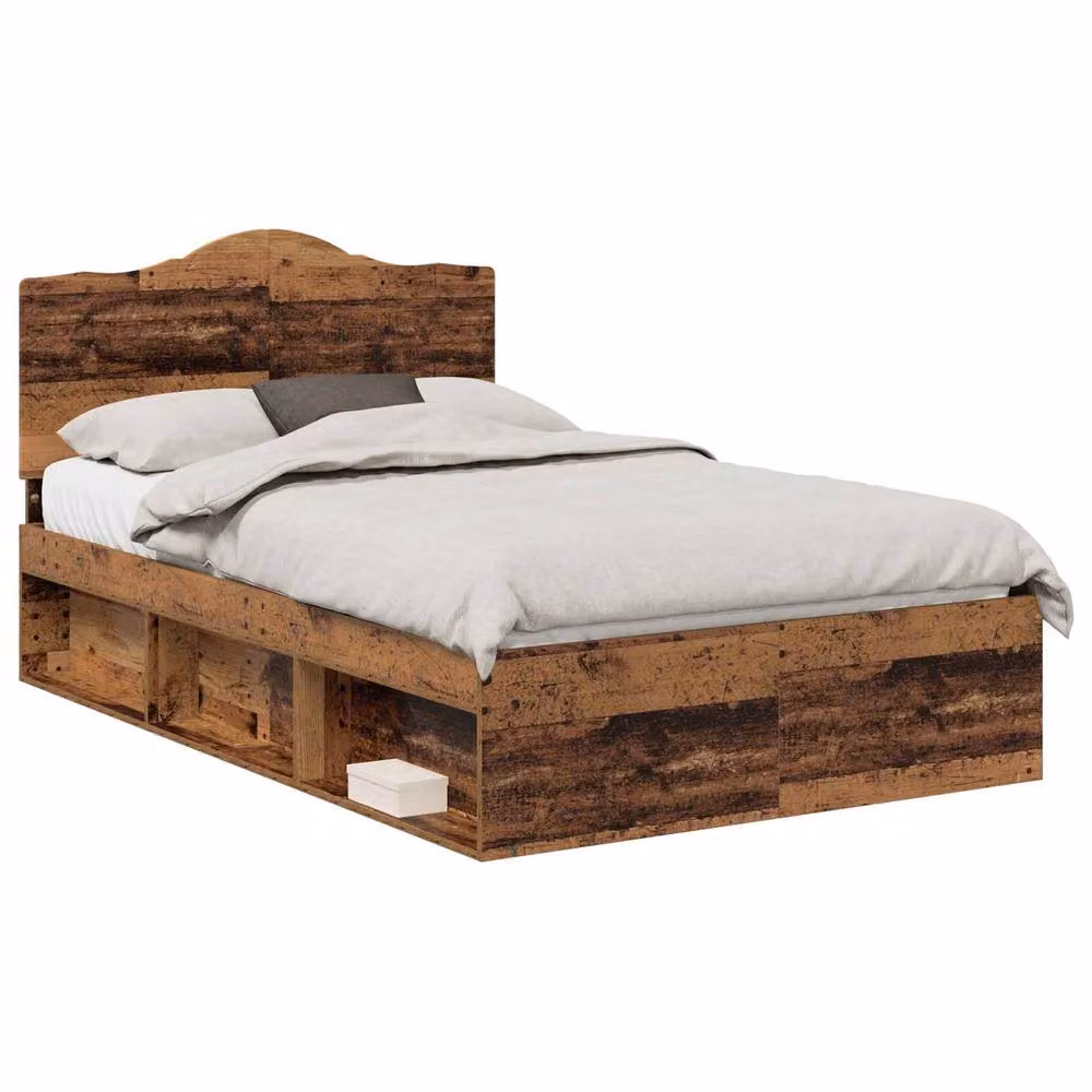 Berkfield Home Bed Frame with Headboard in Brown Solid Pine Wood, W: 135 cm, L: 190 cm – 2