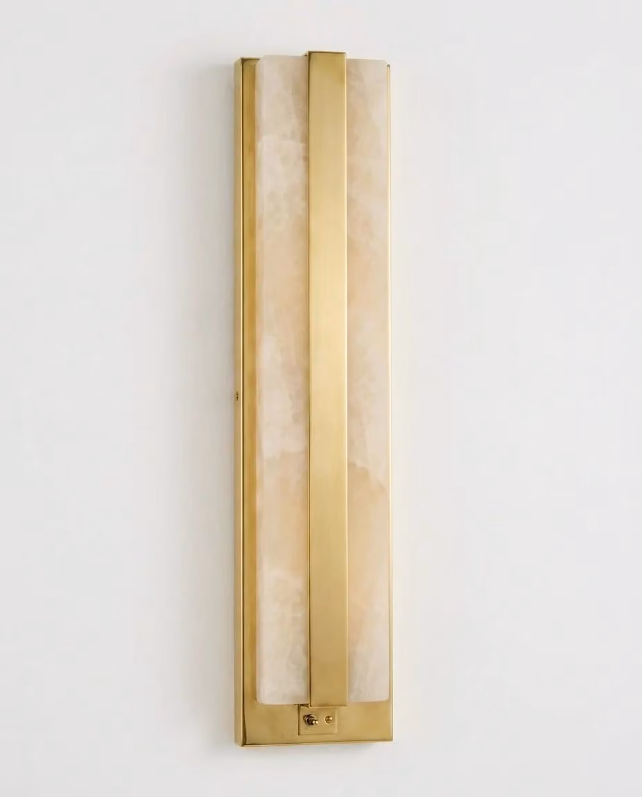 Araco Lumière Frozen Vela Alabaster LED Wall Light in White and Gold/Brass