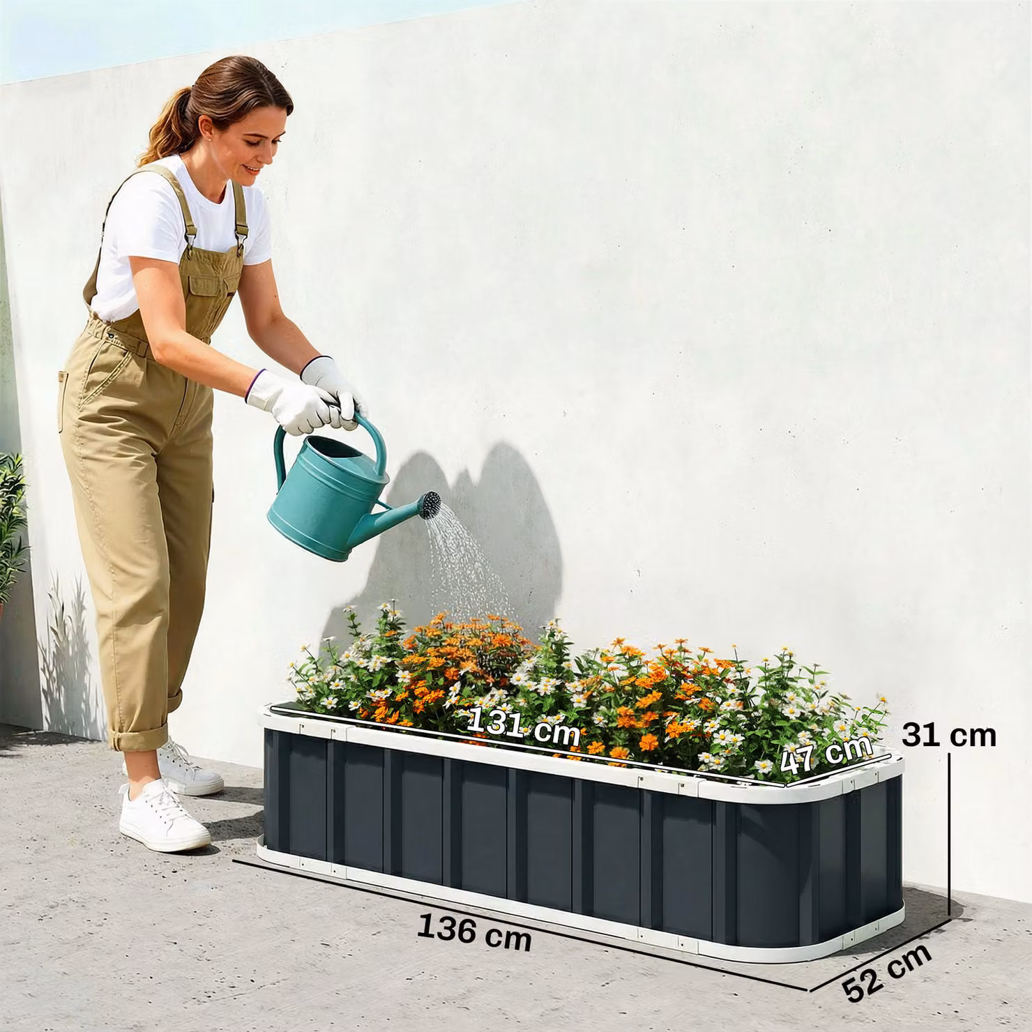 Outsunny Galvanised Steel Raised Garden Bed in Dark Grey, W: 137.16 cm, D: 60.96 cm, H: 60.96 cm – 3