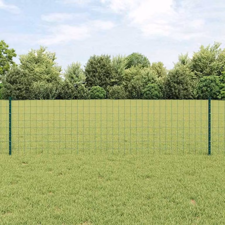 Berkfield Home Euro Fence with 5 U Posts, Green Steel, W: 10 m, H: 0.6 m