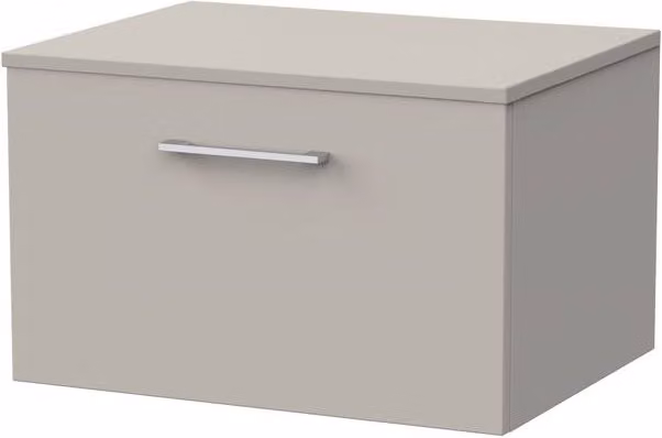 Balterley Pershall Modern 1 Drawer Bathroom Vanity Unit with Laminate Top, Pebble Grey, Width: 60 cm – 1