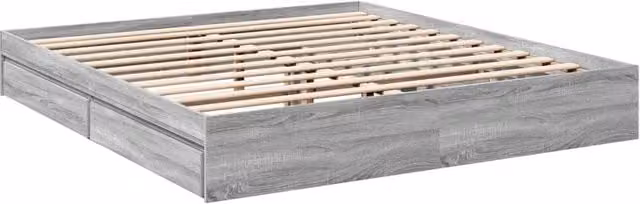 Berkfield Home Modern Bed Frame with Drawers in Grey Sonoma, W/D/H: 200 x 28 x 203 cm – 1