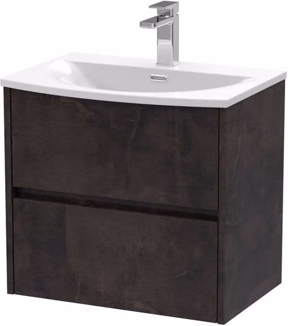 Balterley Chartley Contemporary 2 Drawer Wall Hung Vanity Basin Unit, Grey, Width: 60 cm
