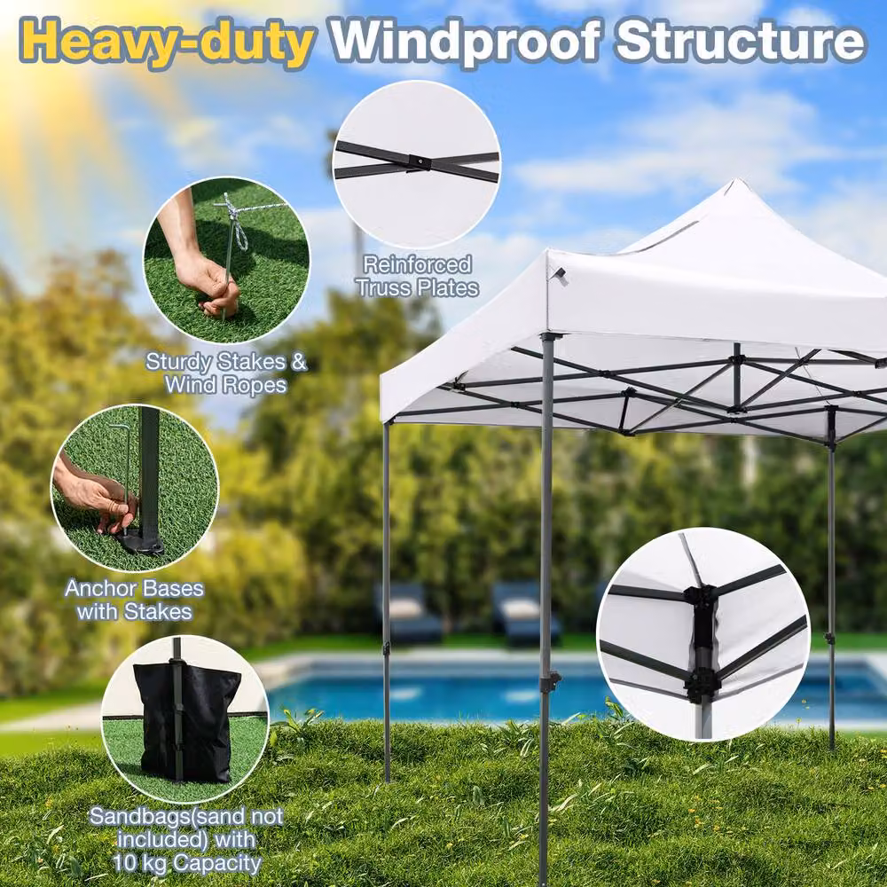 Costway Pop up Canopy Tent Gazebo Shelter in White, W/D/H: 300 x 300 x 300 cm – 3