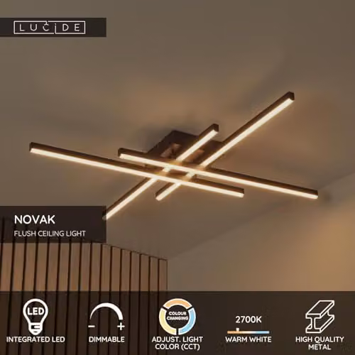 Lucide Novak Black Square LED Flush Ceiling Light with Dimmable CCT 42W – 2