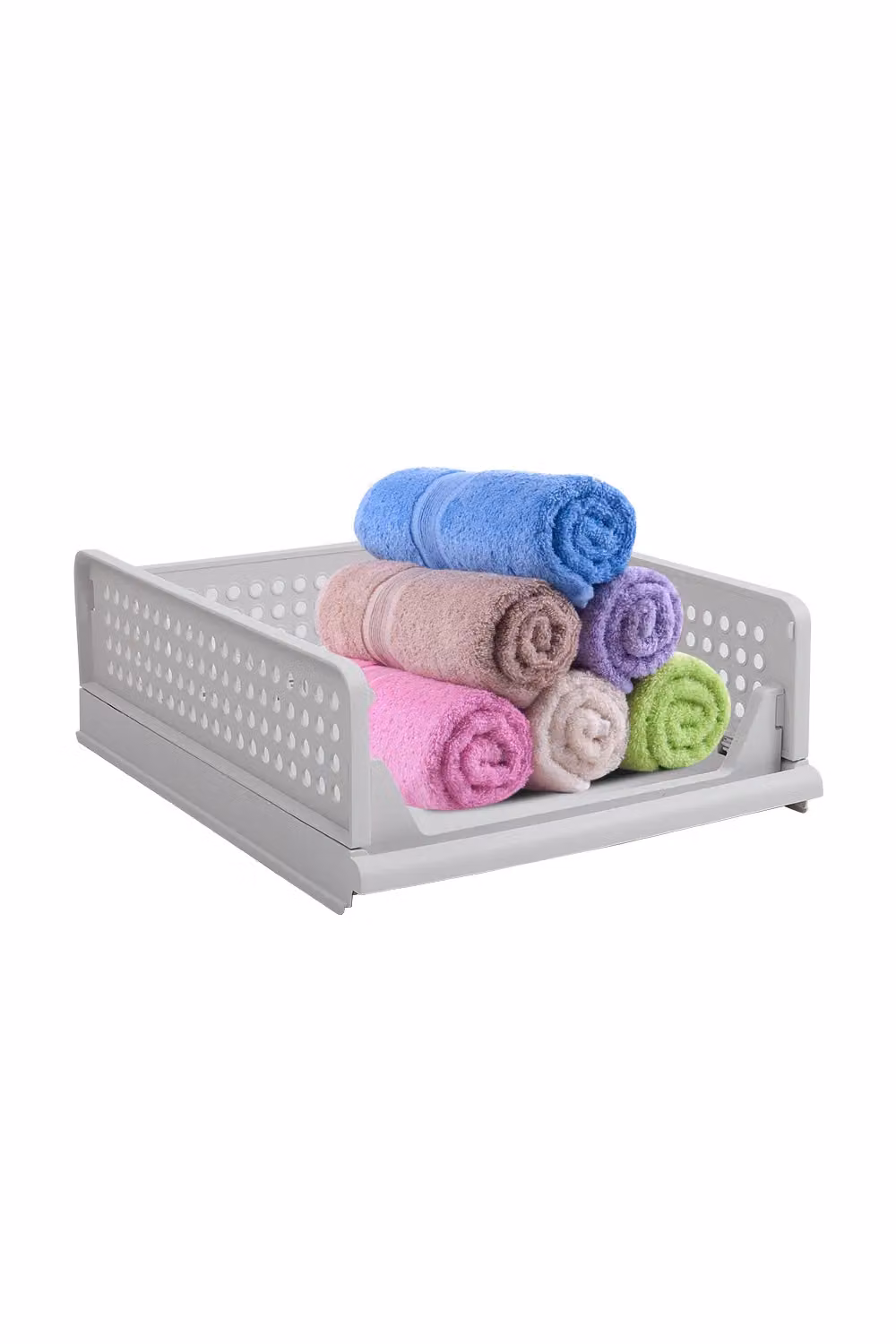 Living and Home Foldable and Stackable Plastic Drawer Storage Basket, White, Height: 14 cm – 2