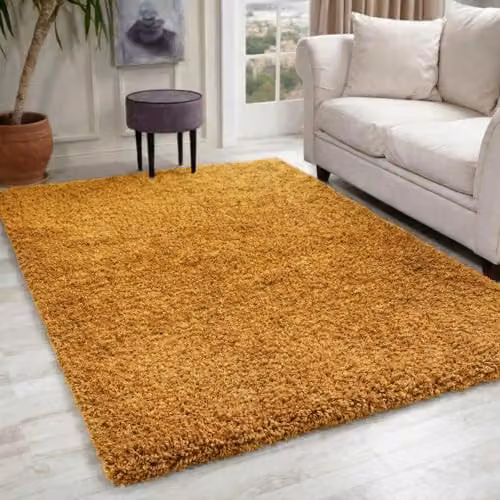 Serdim Rugs Gold Plain Modern Rectangular Living Room Area Rug, W: 80 cm, L: 150 cm – 1