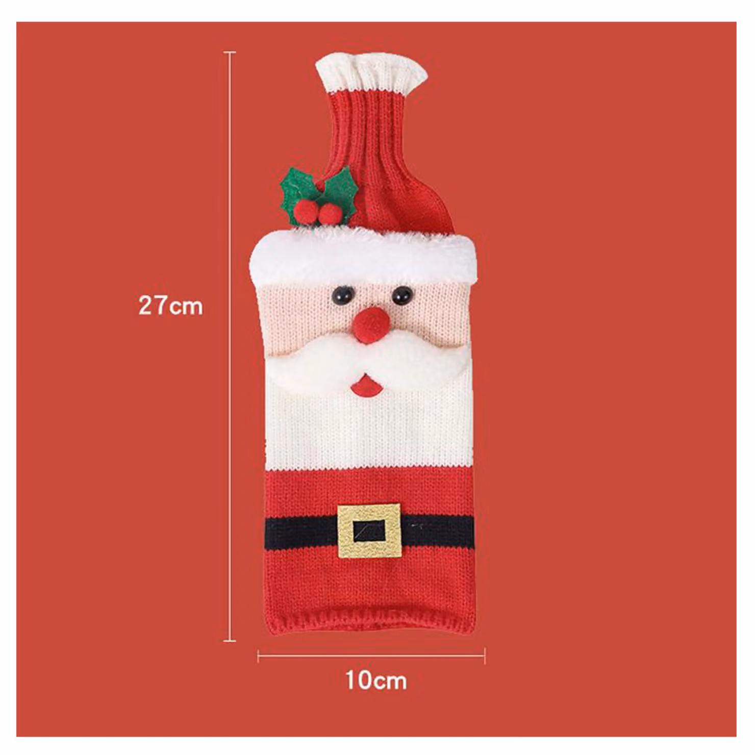 Leaper Red Knitted Santa Claus Wine Bottle Cover for Christmas Decorations – 2