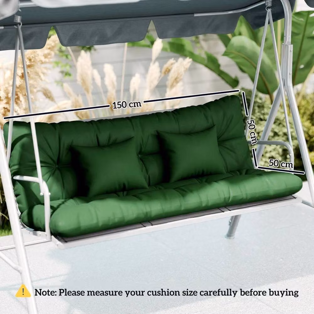 FLAVORA Modern Rectangular Outdoor Seat and Back Cushion Set in Green – 2