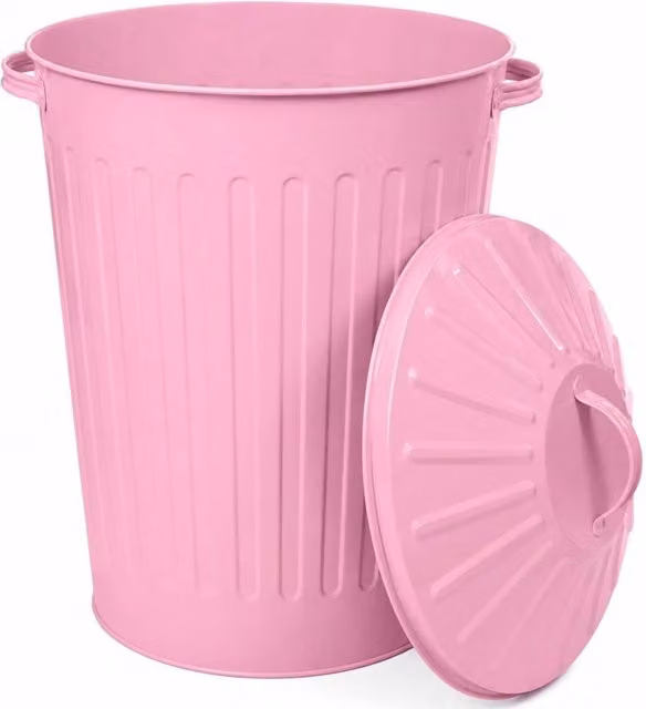FLAVORA Heavy Duty Metal Feed Bin, Pink, 50L