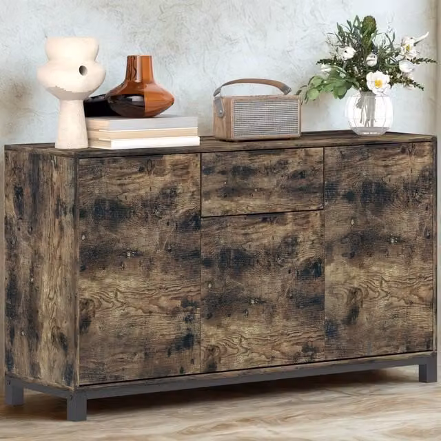 FURNOS Industrial Multipurpose Sideboard Buffet Cabinet in Brown – 1