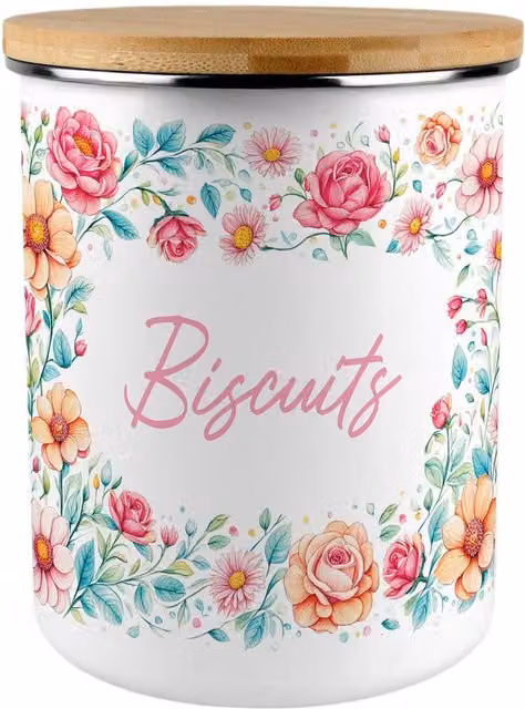 Purely Home Pink Roses Extra Large Metal Biscuit Tin in Pink
