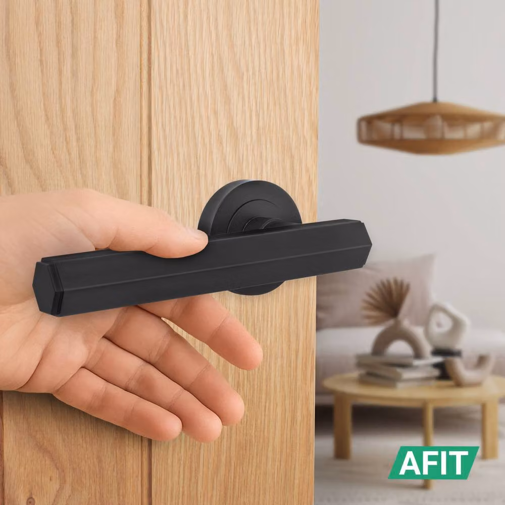 AFIT Matt Black Aluminium Door Handle Latch and Hinge Set – 5